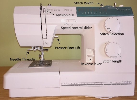 A modern Husqvarna sewing machine sits on a clean desk for professional sewing.